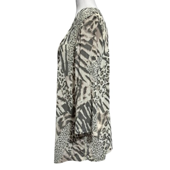 Chicos Mixed Leopard Zebra Print Open Front Cardigan Size 3 (XL) Boho - Picture 8 of 10